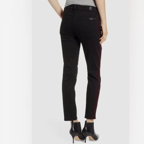 7 FAMK Black High Waist Skinny Ankle Jeans Red Velvet Piping On Sides Sz 27 Y2K - Picture 3 of 15